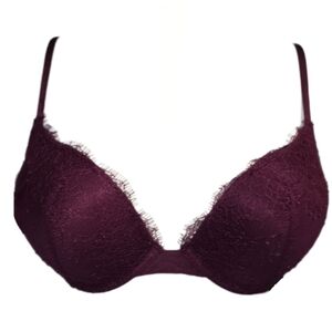 Victoria’s Secret Bombshell Add 2 Cup Bra - Maroon with Lace Accents/32D